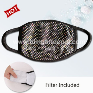 Full Sheet Clear AB Rhinestone Cotton Mask with Filter Fast Shipping Full Sheet Clear AB Rhinestone Cotton Mask with Filter Fast Shipping
